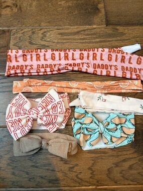 Girls Mixed Bow & Headband Set in Pink, Peach, Aqua, Cream